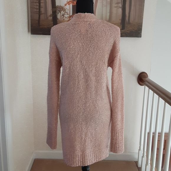 Ruby Moon Textured Pink 32% Wool Open Front Cardigan - Picture 3 of 7